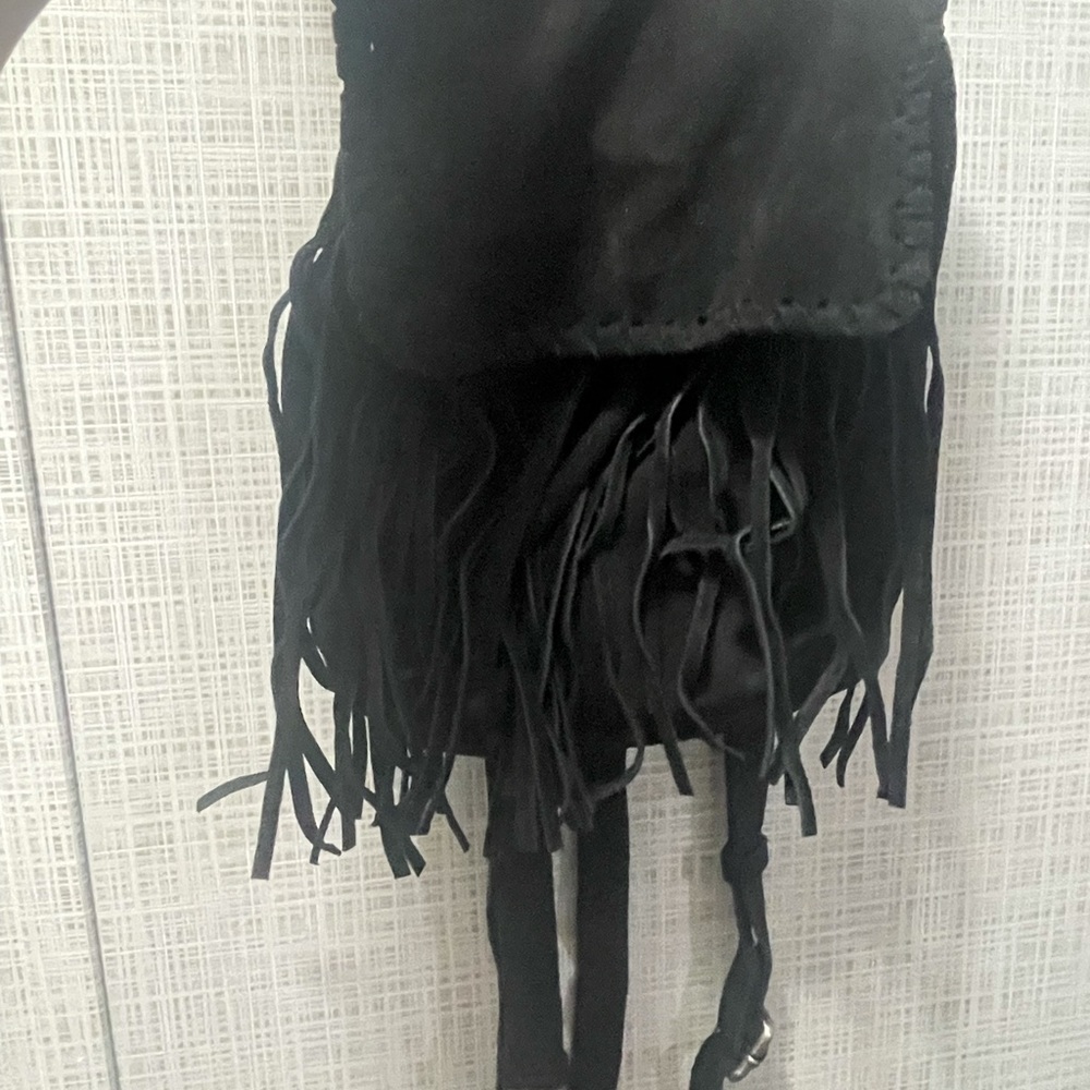 Suede mini fringe back pack